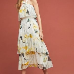 Anthropologie Garden Dress Tiered Chiffon Size 14